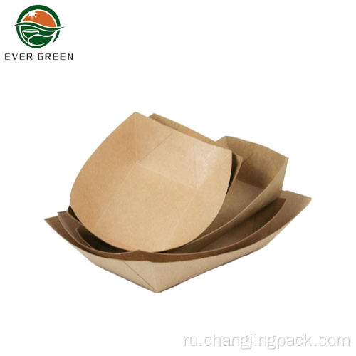 Экологичная форма лодки коричневая бенто продовольственная тарелка/поднос